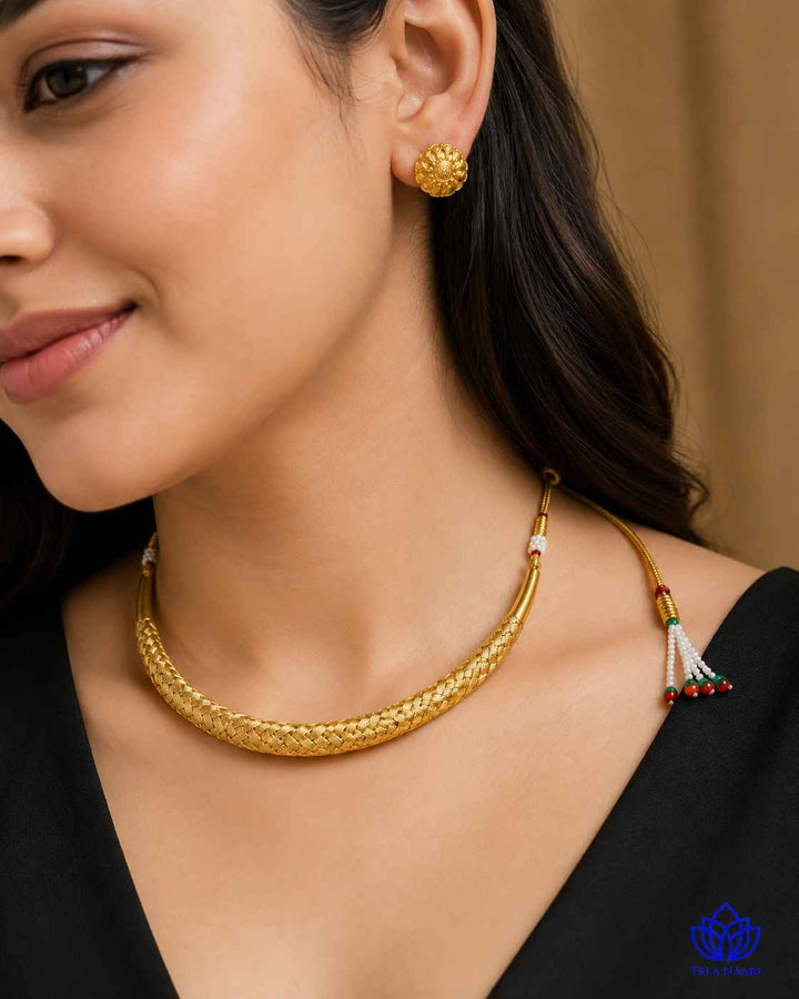 Nivedita Gold Plated Hasli Necklace Set