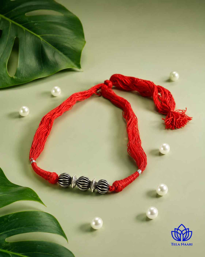 Sonia Silver Plated Red Thread Choker Necklace