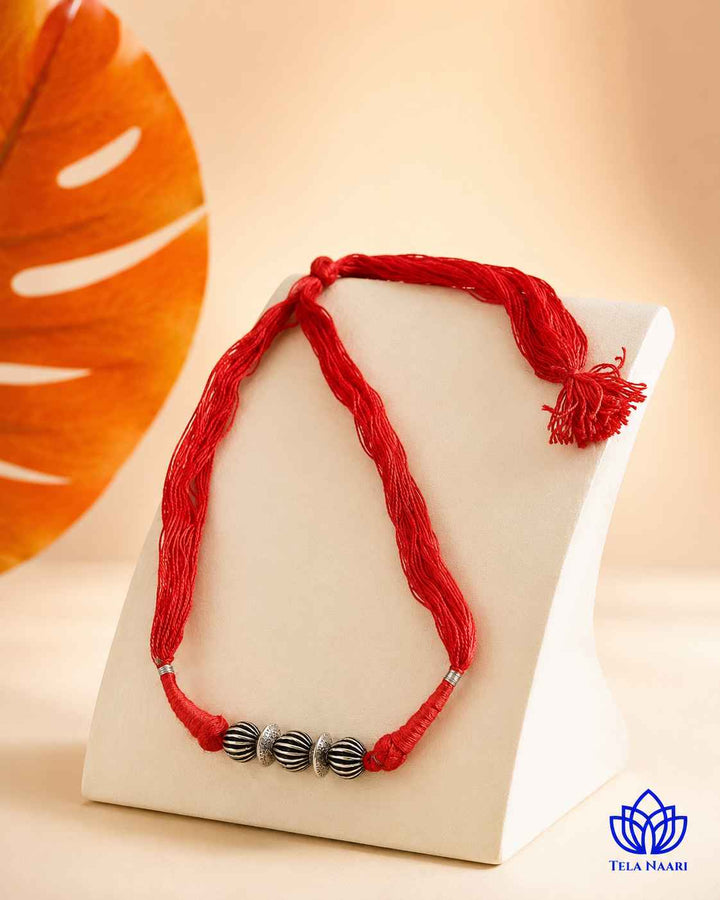 Sonia Silver Plated Red Thread Choker Necklace
