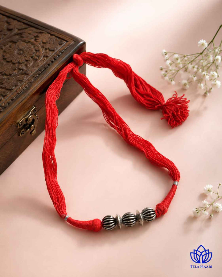 Sonia Silver Plated Red Thread Choker Necklace