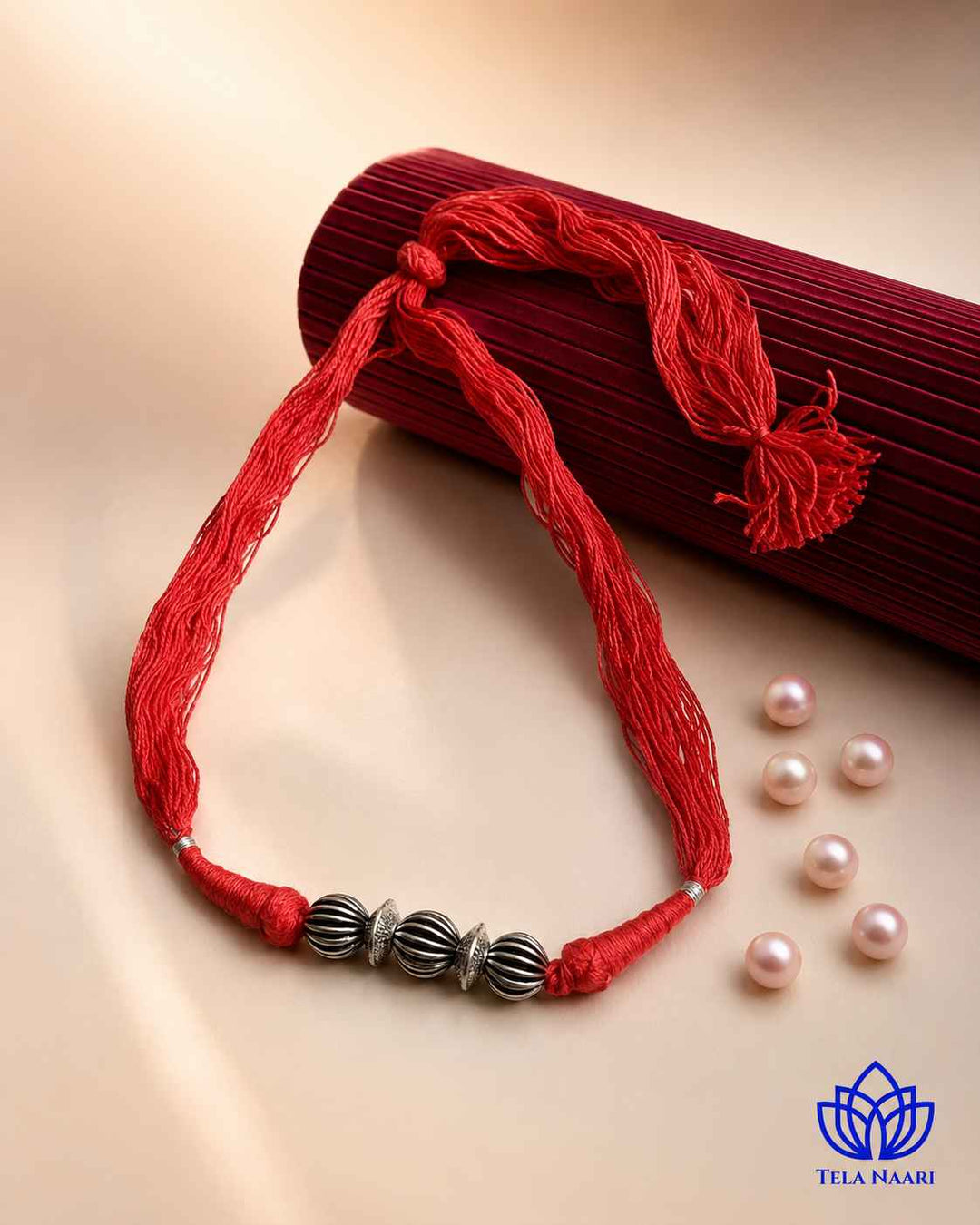 Sonia Silver Plated Red Thread Choker Necklace