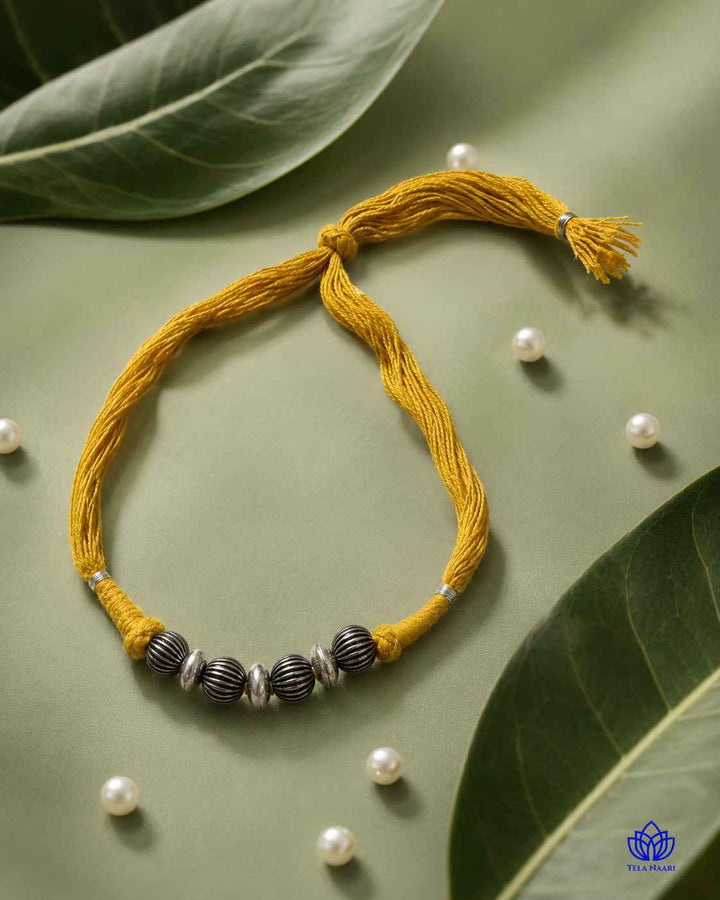 Lina Silver Plated Yellow Thread Choker Necklace