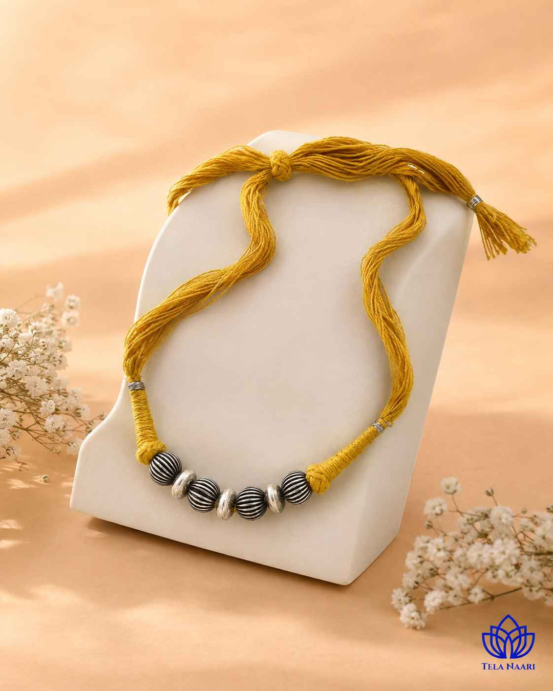 Lina Silver Plated Yellow Thread Choker Necklace