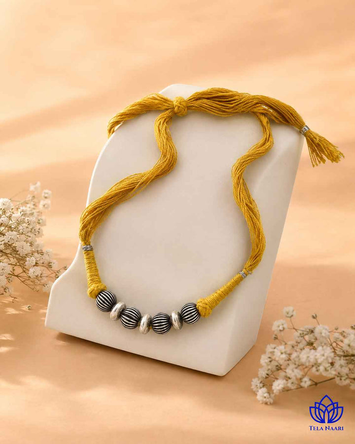 Lina Silver Plated Yellow Thread Choker Necklace