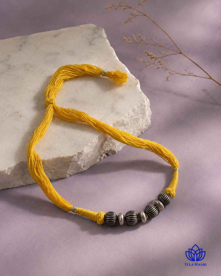 Lina Silver Plated Yellow Thread Choker Necklace
