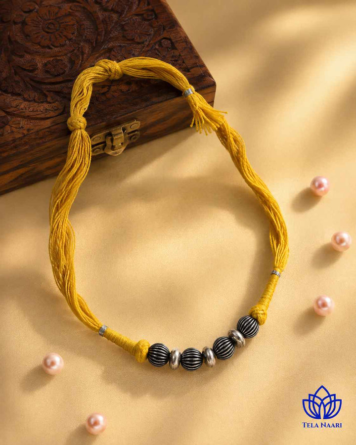 Lina Silver Plated Yellow Thread Choker Necklace