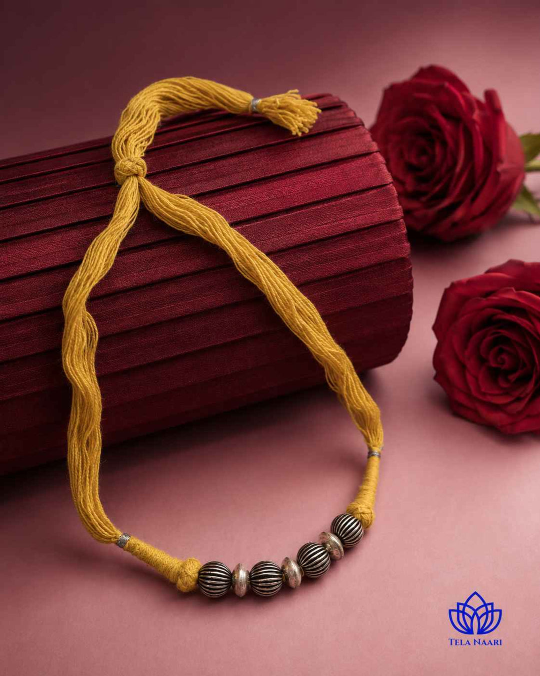 Lina Silver Plated Yellow Thread Choker Necklace