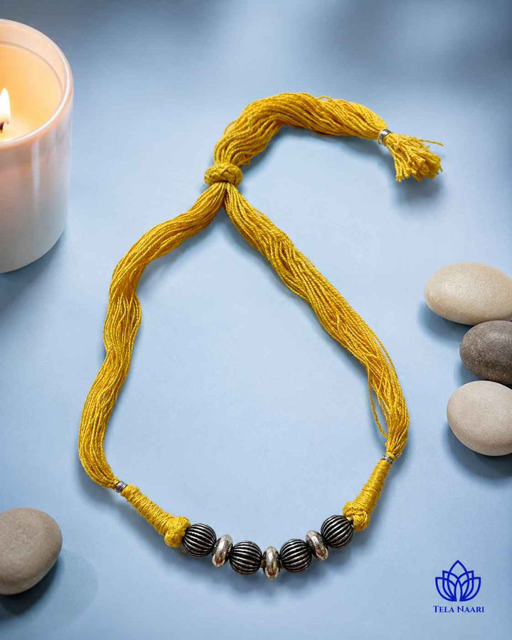Lina Silver Plated Yellow Thread Choker Necklace