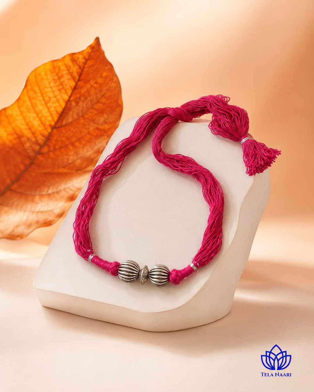 Maya Silver Plated Pink Thread Choker Necklace