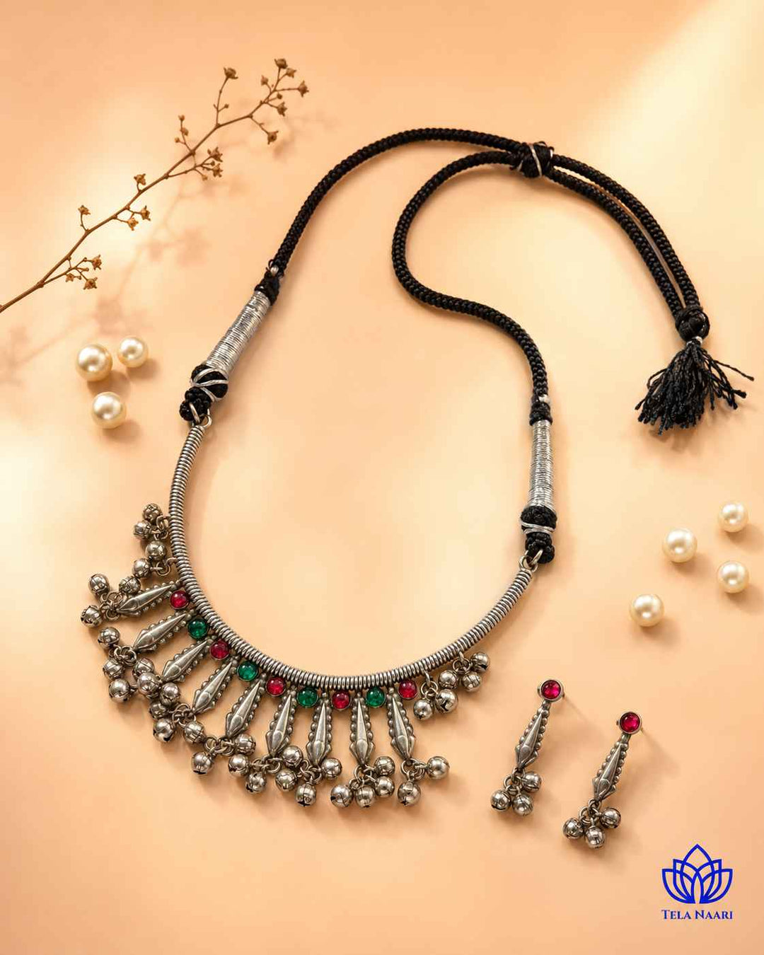 Mihika Silver Plated Choker Necklace Set