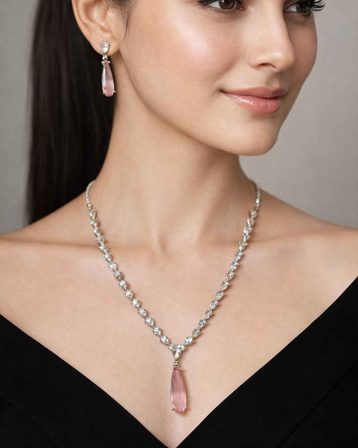 American Diamond Zirconia Layered Necklace Set Luna