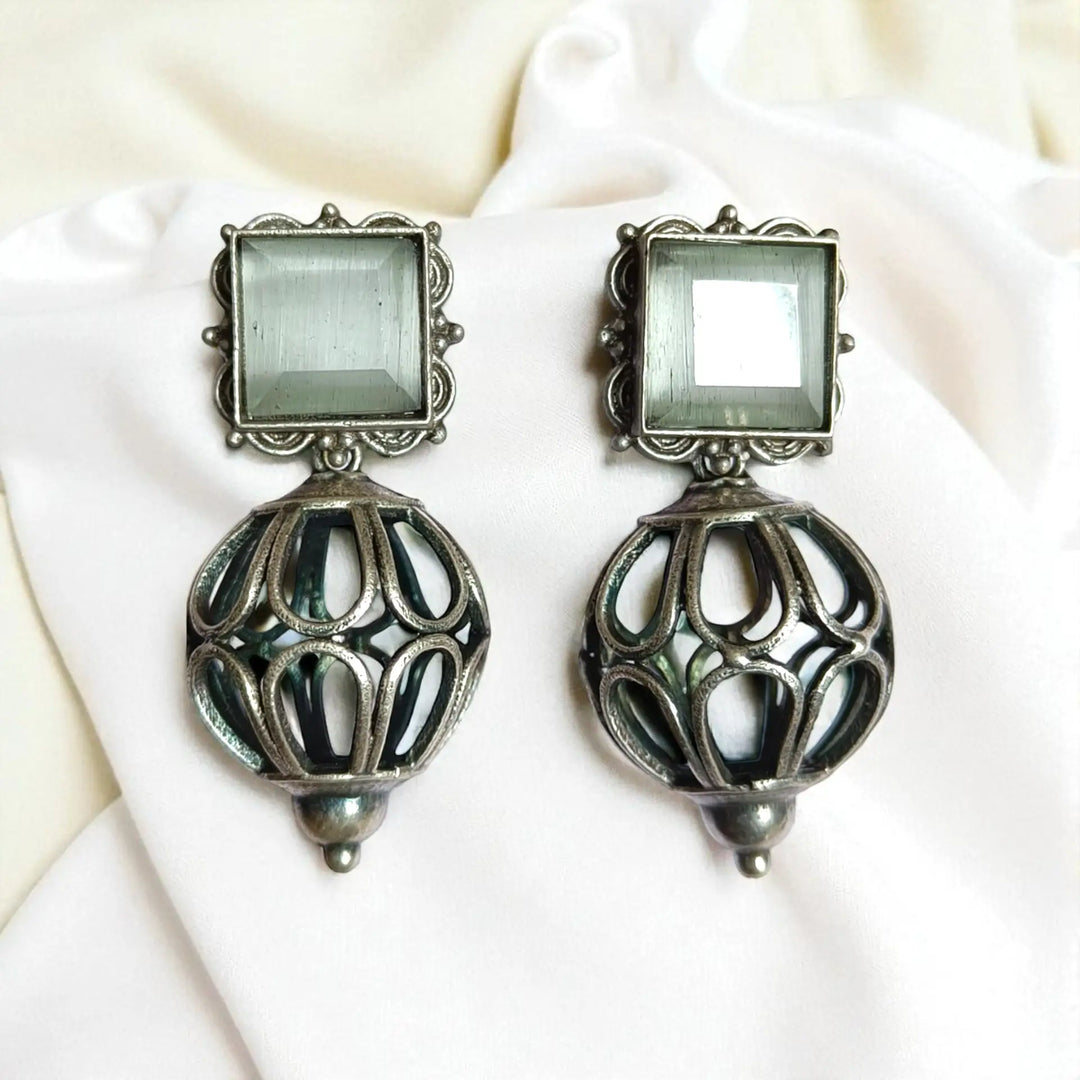 Telanaari Classic Mayuri Silver Plated Earrings