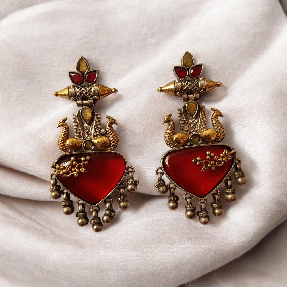 Tela Naari Classic Dhruti Dual Tone Silver-Plated Earrings - TelaNaari