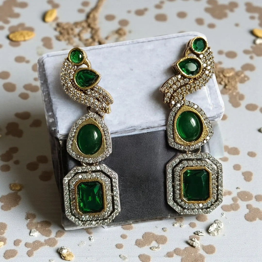 Elegant Ishka Dual Tone Zirconia Silver Plated Earrings