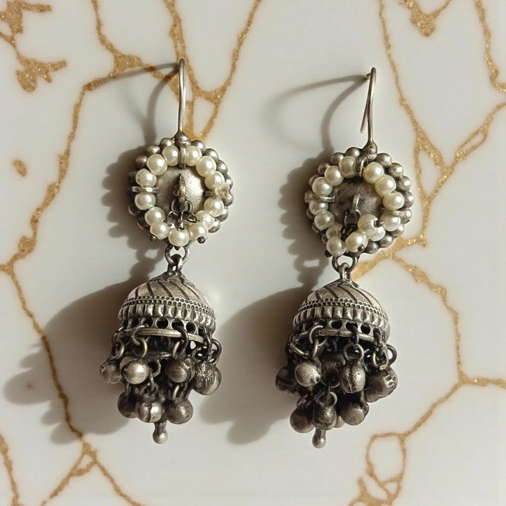 Elegant Antique Itishree Silver Plated Hook Earrings