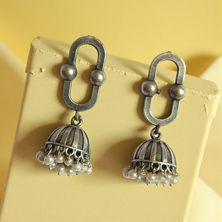 Lavanya Silver Plated Jhumki Earrings