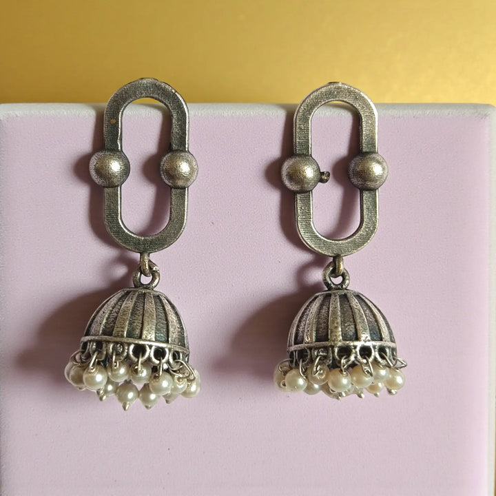 Lavanya Silver Plated Jhumki Earrings