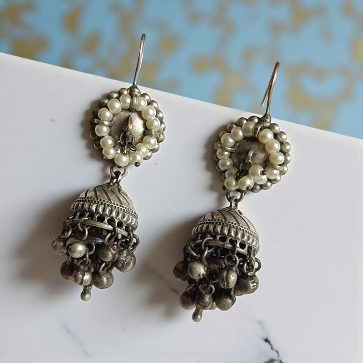 Elegant Antique Itishree Silver Plated Hook Earrings