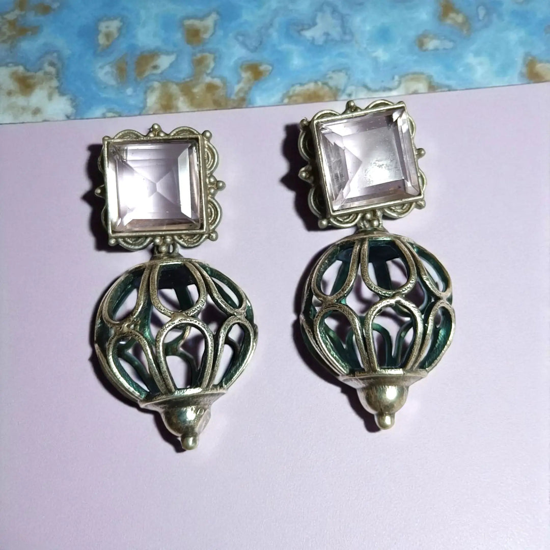 Telanaari Classic Mayuri Silver Plated Earrings