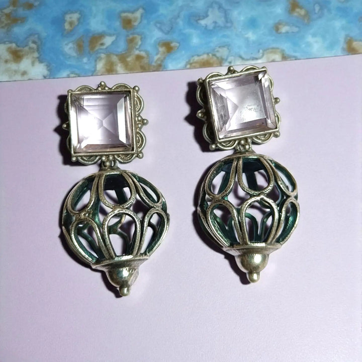 Telanaari Classic Mayuri Silver Plated Earrings