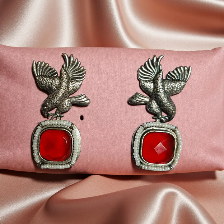 Telanaari Classic Panchhi Silver Plated Earrings