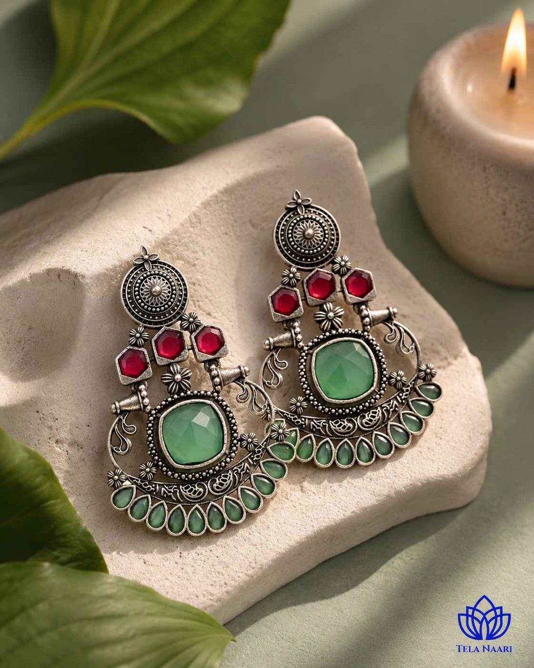 Carry Silver-Plated Sea Green Earrings