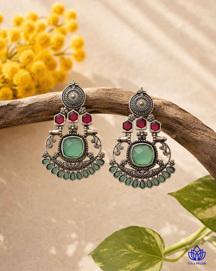 Carry Silver-Plated Sea Green Earrings