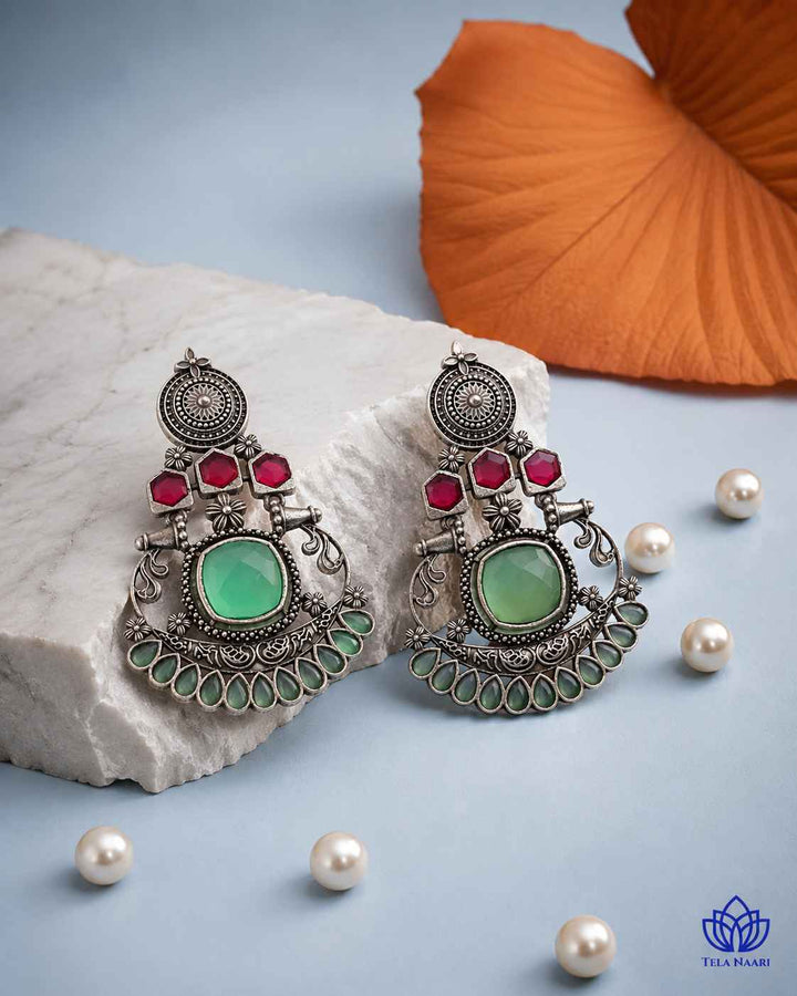 Carry Silver-Plated Sea Green Earrings