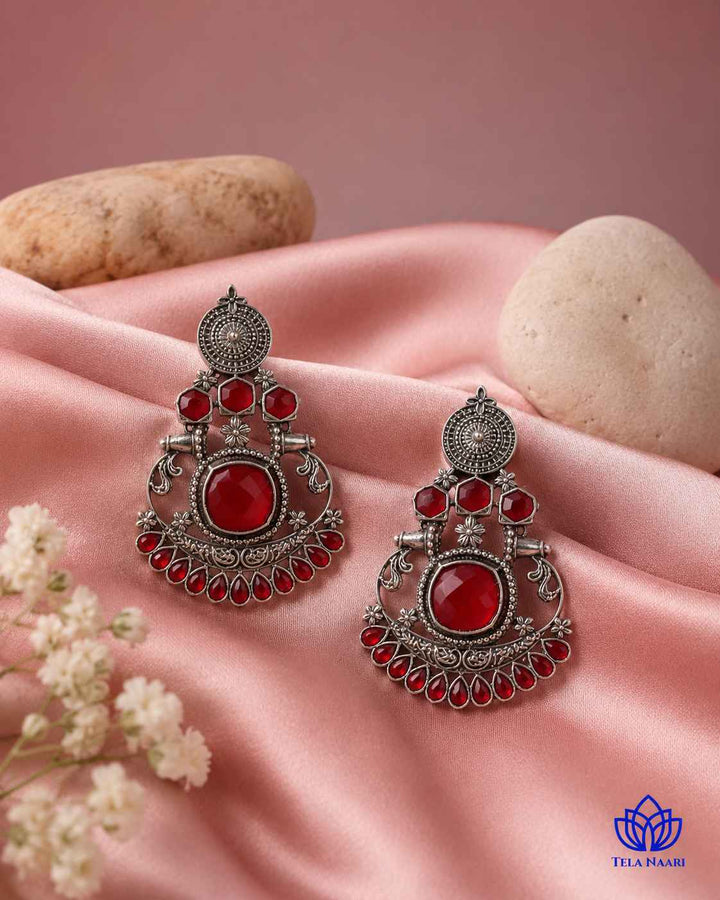 Carry Silver-Plated Red Earrings