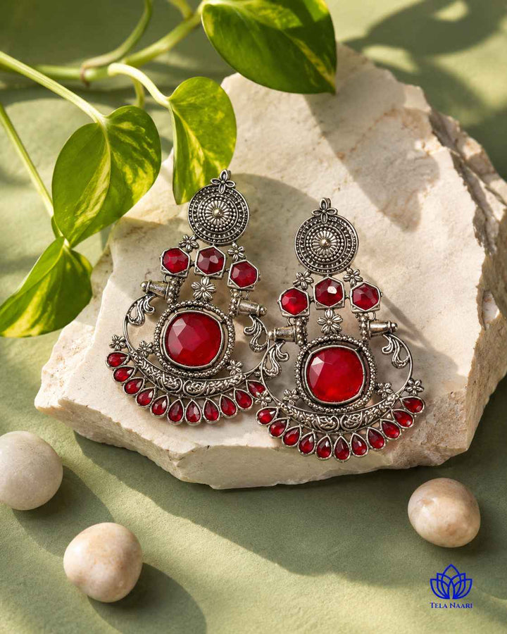 Carry Silver-Plated Red Earrings