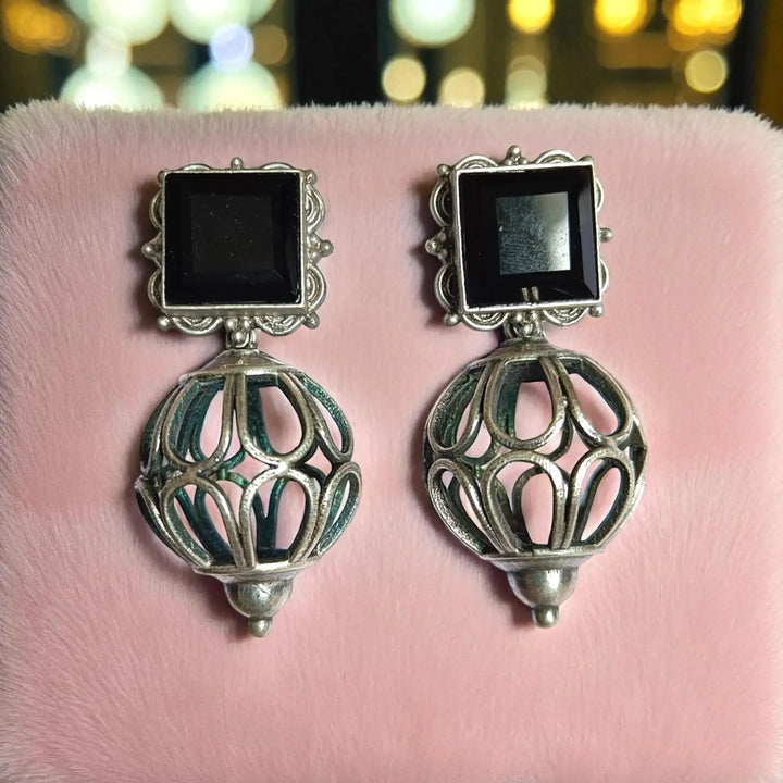 Telanaari Classic Mayuri Silver Plated Earrings