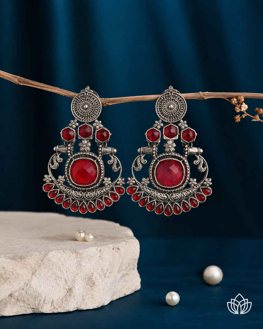 Carry Silver-Plated Red Earrings