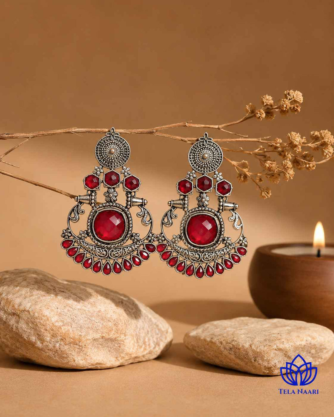 Carry Silver-Plated Red Earrings