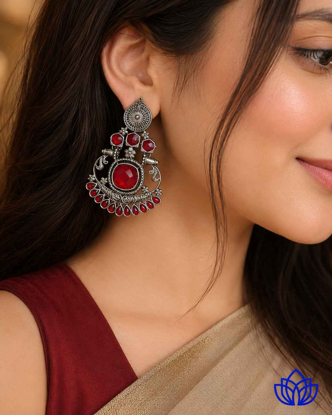 Carry Silver-Plated Red Earrings