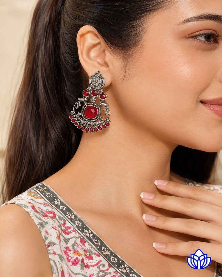 Carry Silver-Plated Red Earrings