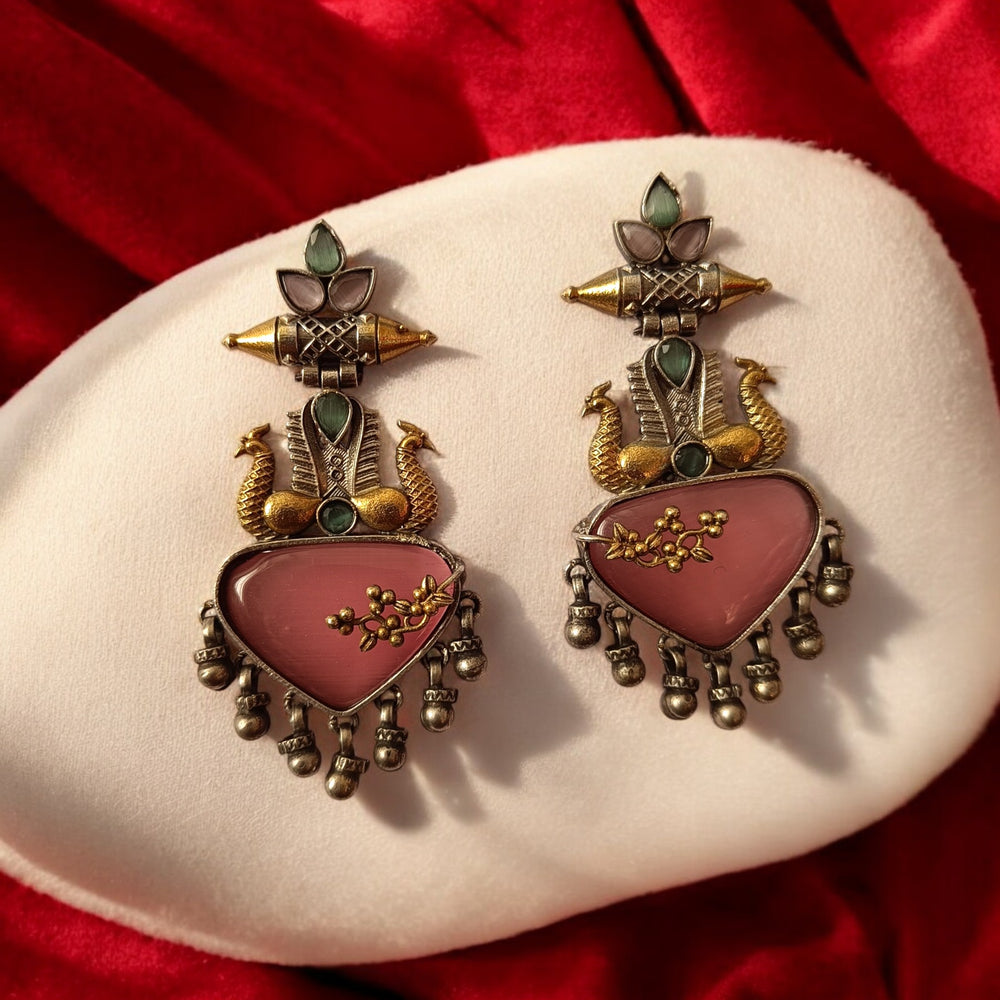 Tela Naari Classic Dhruti Dual Tone Silver-Plated Earrings - TelaNaari