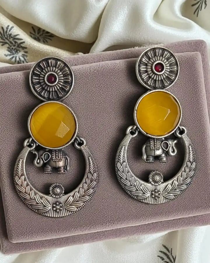 Elegant Idha Yellow Silver-Plated Earrings