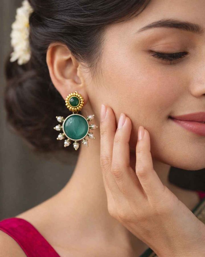 Classic Avya Dual Tone Silver Plated Earrings