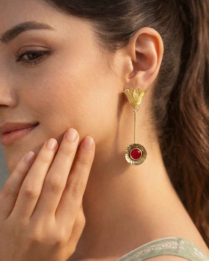 Aconite Dual Tone Tear Drop Earrings