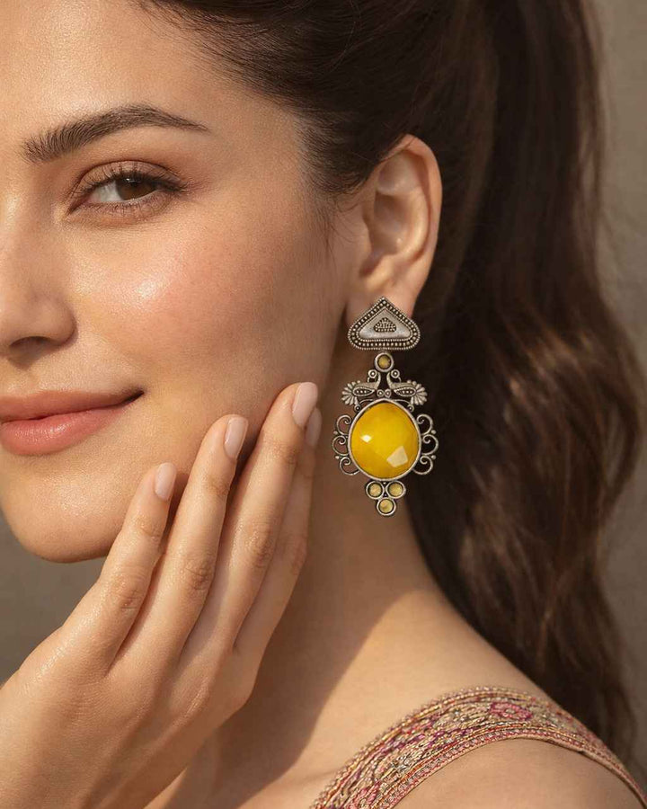 Classic Umeshwari Silver Oxidised Earrings