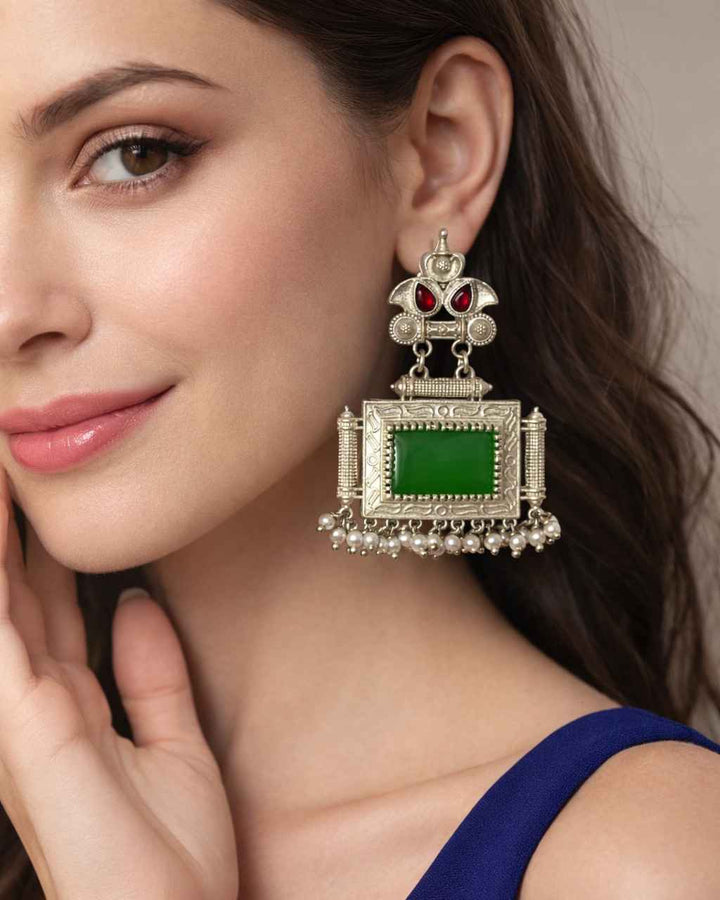 Classic Timeless Bharati Silver Pearl Oxidised Earrings