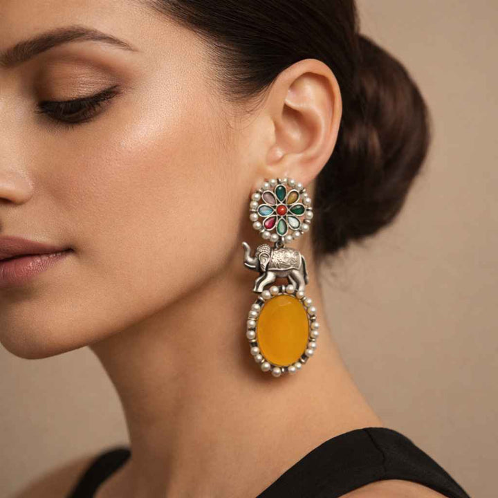 Yellow Elephant Aasna Silver-Plated Earrings