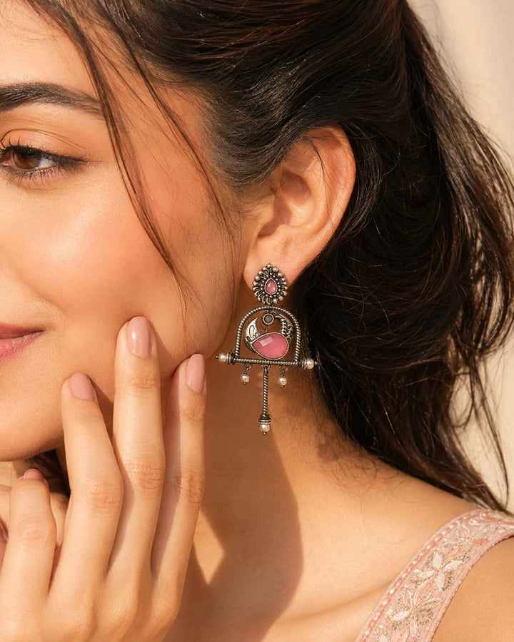 Aashni Silver Oxidised Statement Earrings | Quirky Ethnic Jewellery Online