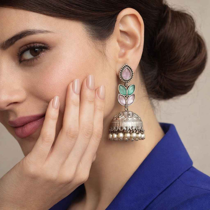 Vikita Silver-Plated Jhumki Earrings