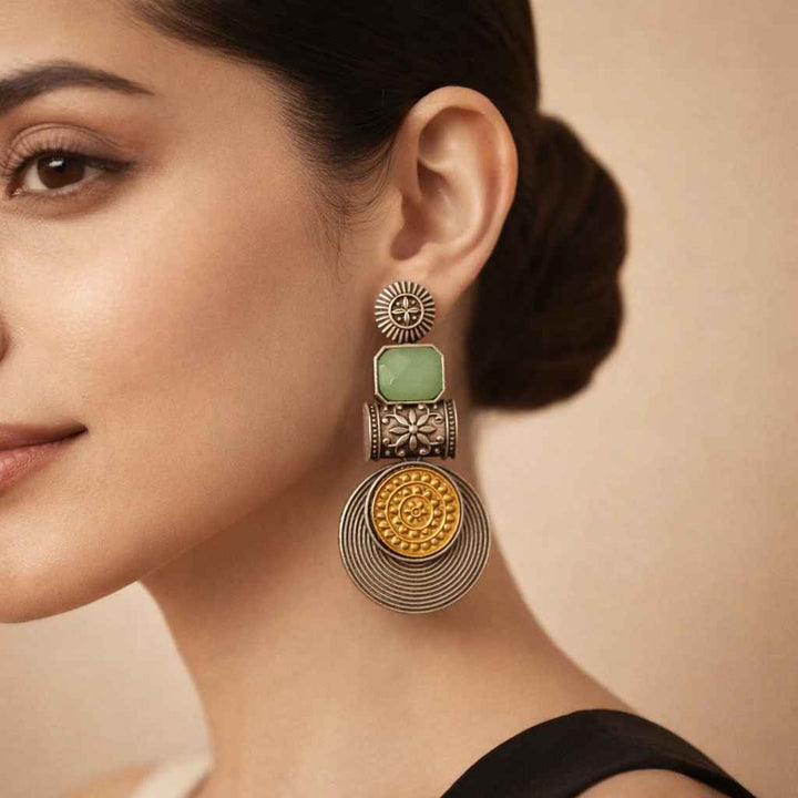 Light Green Aashtha Dual Tone Earrings