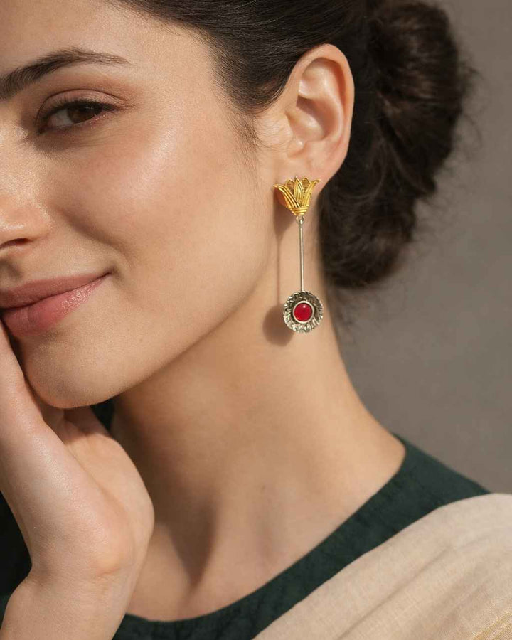 Aconite Dual Tone Tear Drop Earrings