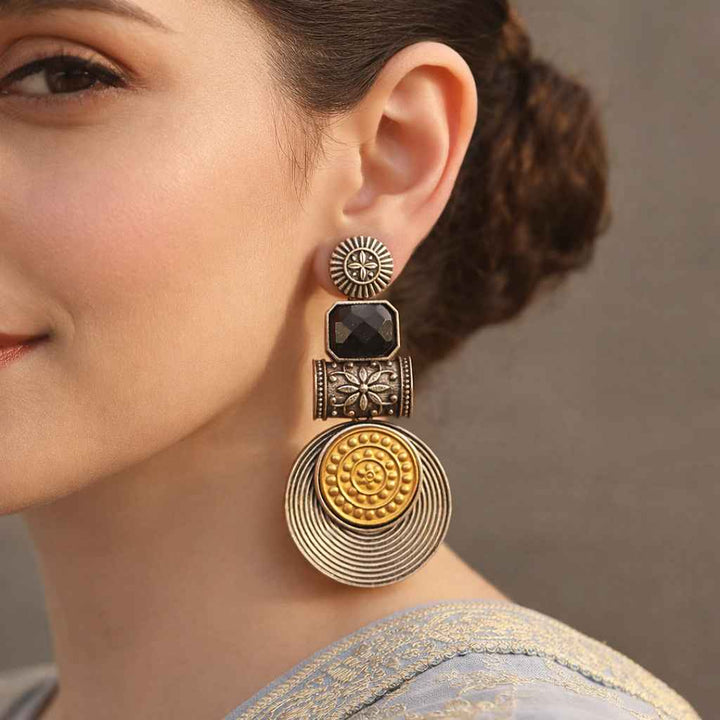 Black Aashtha Dual Tone Earrings