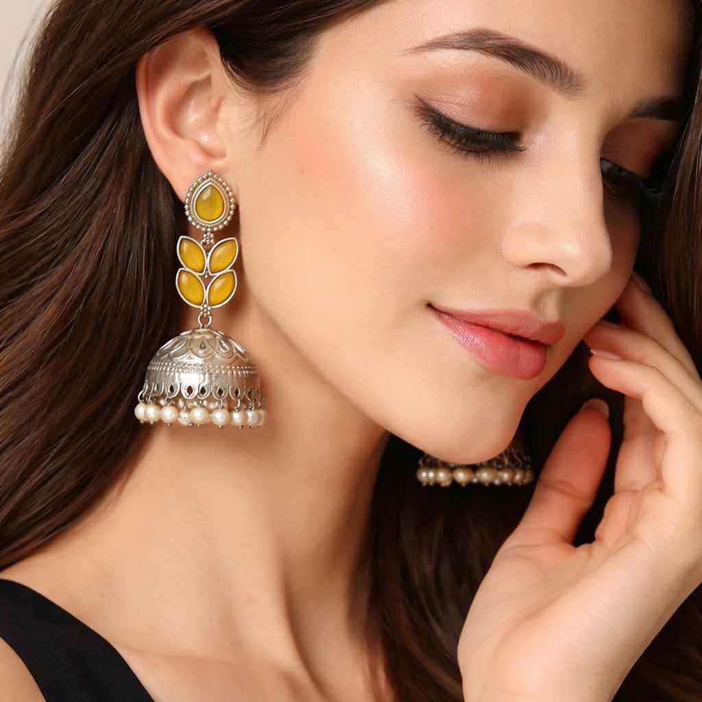 Vikita Silver-Plated Jhumki Earrings