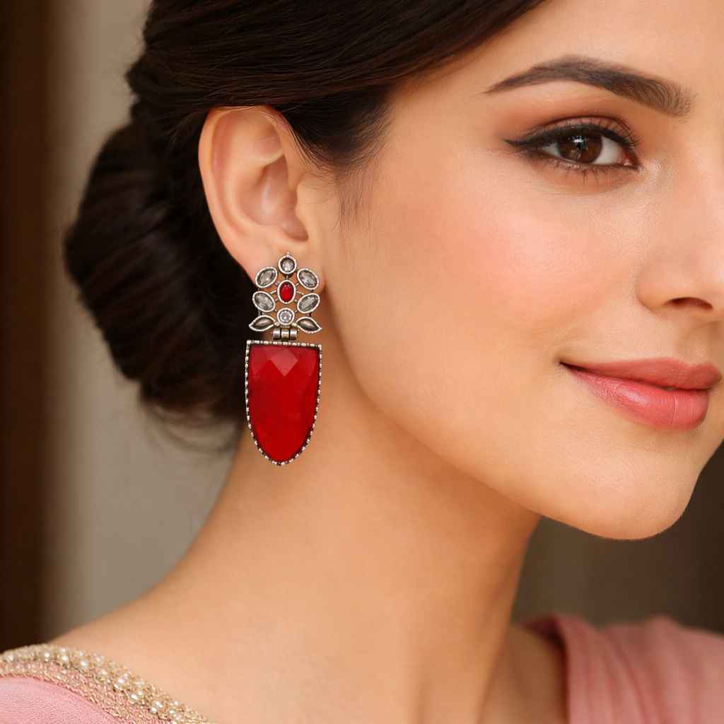 Red Idai Silver-Plated Earrings