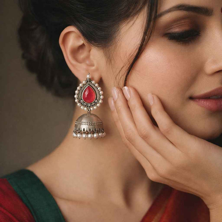 Silver Plated Nusrat Jhumkas